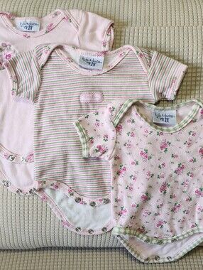 Kyle & Deena Pink Floral & Stripe Baby Bodysuit Set